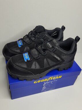 Goodyear men's black Teton steel toe skid resistant work shoes size 10W NWT